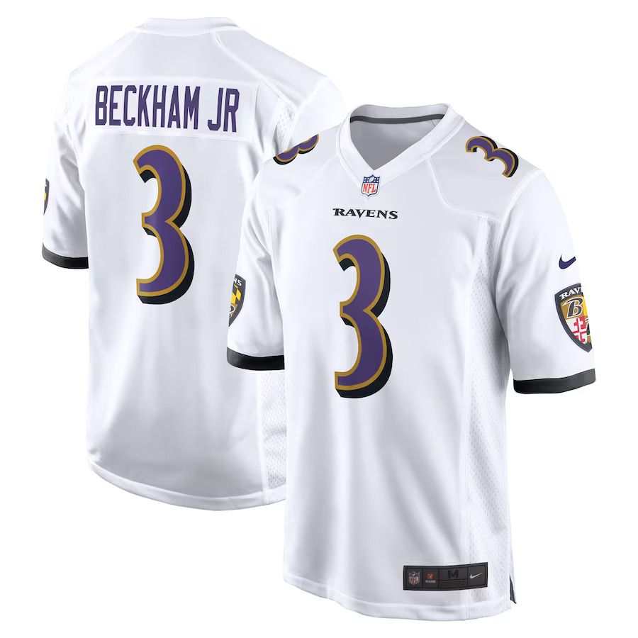 Men Baltimore Ravens #3 Odell Beckham Jr. Nike White Game NFL Jersey->baltimore ravens->NFL Jersey